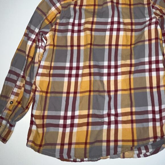 Eddie Bauer Kids Plaid Button Down Shirt yellow burgundy gray white boy's size 7 - Picture 12 of 16